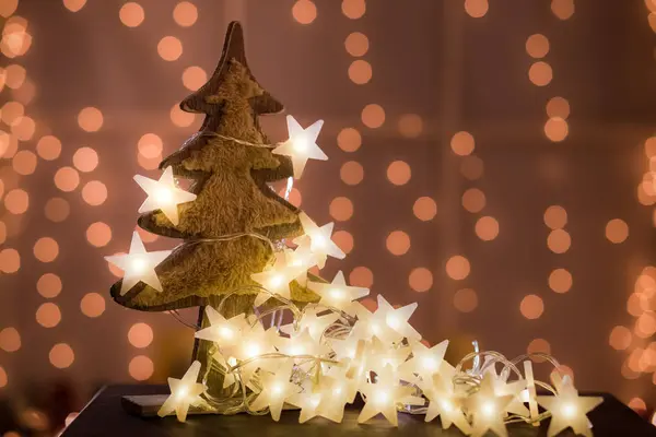 Albero di legno marrone Natale — Foto Stock