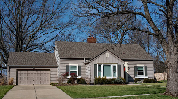 Small Gray House with Garage