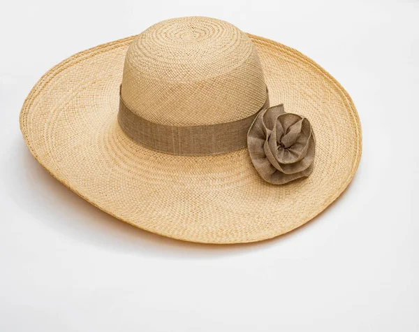 Chapéu de palha com fita Taupe — Fotografia de Stock