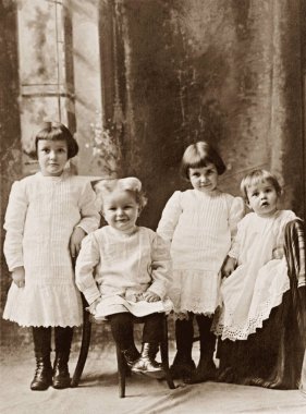 Four Children Antique Photograph clipart