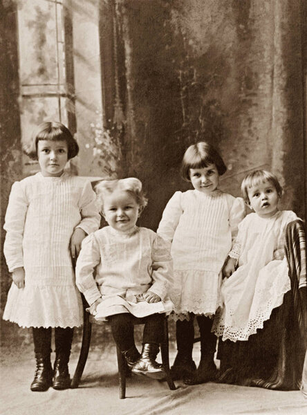 Four Children Antique Photograph