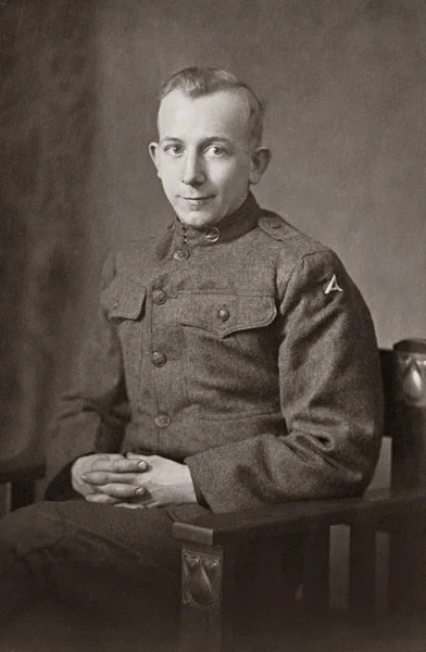 Första Världskriget Army Soldat Antika Fotografi — Stockfoto