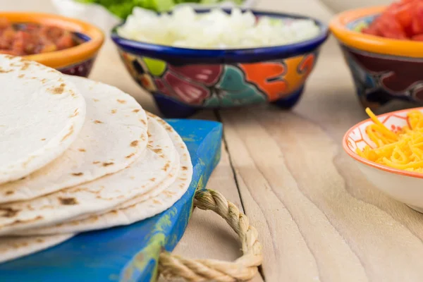 Ingredients for homemade beef tacos. — Stock Photo, Image