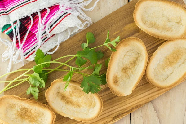 Flour tortillas - mini taco boats - ingredients for taco with bl — Stock Photo, Image