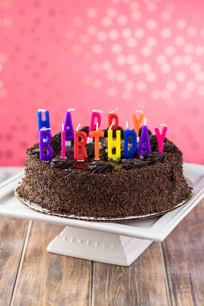 Chocolate birthday cake. — Stock Photo, Image