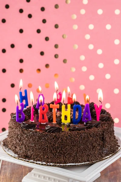 Chocolate birthday cake. — Stock Photo, Image