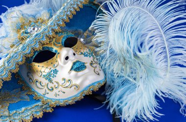 Karnaval zarif Venedik mavi - altın maske.