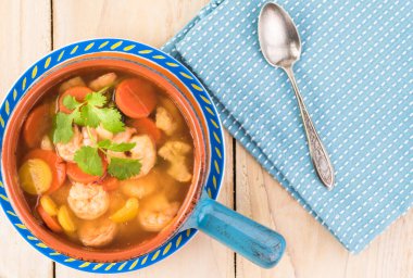 Meksika karides sebzeleri baharatlı çorba..