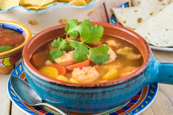Meksika karides sebzeleri baharatlı çorba..