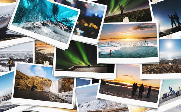 Kolaż podróży fotografii obraz w Islandii, zachowując najlepsze wspomnienia na szczęśliwy dzień — Zdjęcie stockowe