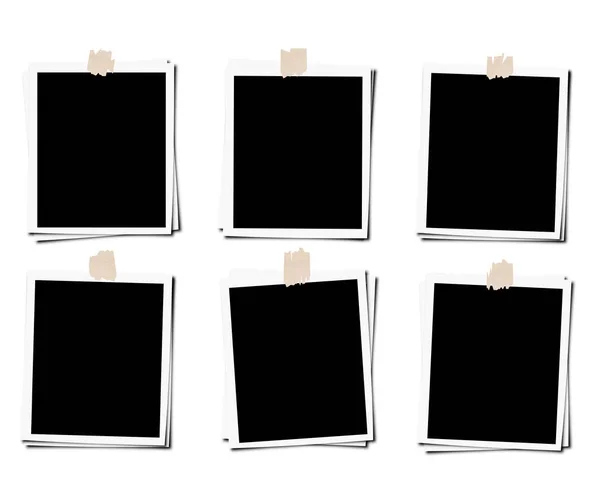 Set di pellicole polaroid cornice con nastro, isolato su sfondo bianco — Foto Stock
