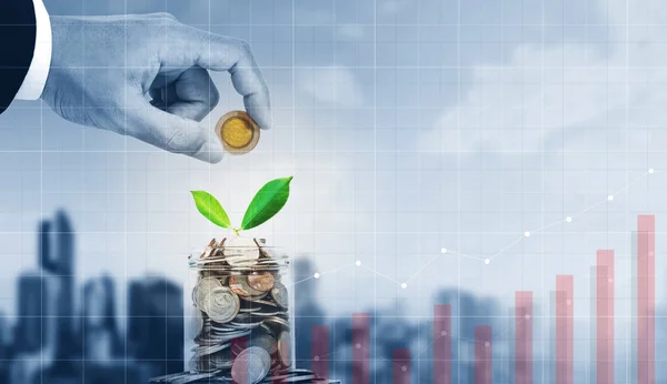 De investeringen van het bedrijfsleven, het opslaan van geld en zakelijke groei — Stockfoto