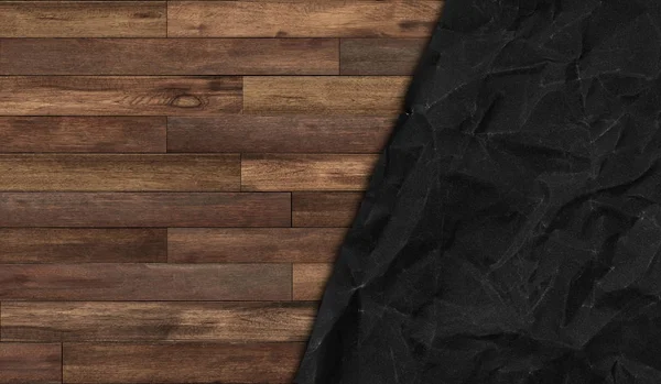 Crumpled Black Paper Wood Texture Background — Stock Photo, Image