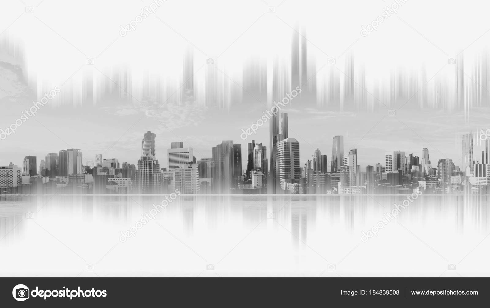 Modern Buildings Abstract City Network Connection Black White