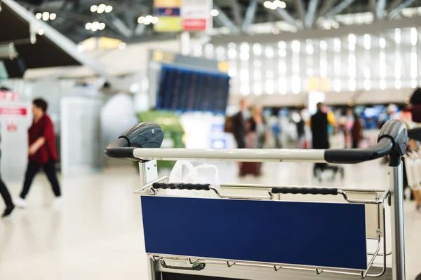 Close-up luggage cart at Suvarnabhumi airport