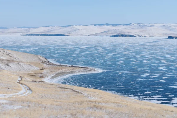 Lago Congelado Lago Baikal Sibéria Rússia Paisagem Inverno — Fotografia de Stock