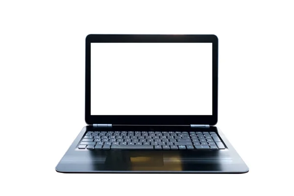 Computer Laptop Leeg Wit Scherm Geïsoleerd Een Witte Achtergrond Uitknippad — Stockfoto