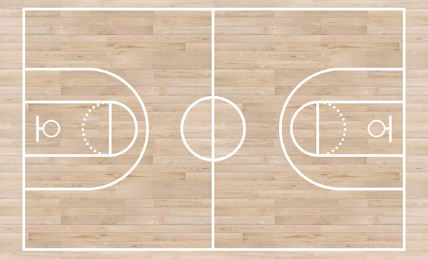 Vista Superior Cancha Baloncesto Línea Diseño Sobre Fondo Textura Madera —  Fotos de Stock