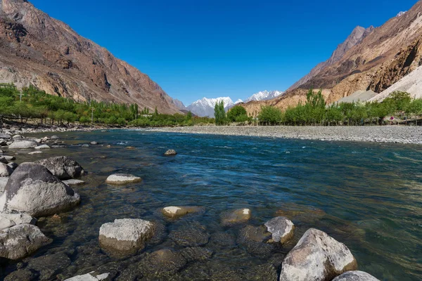 Landskap Berg Flod Och Skogarna Sommar Norra Landsbygd Område Pakistan — Stockfoto
