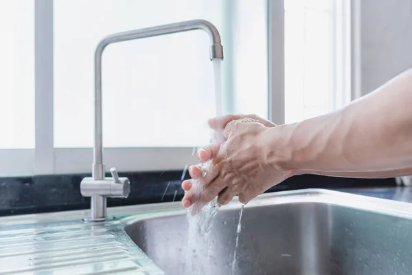 Händewaschen Mit Seife Und Wasser Hygiene Lebensstil — Stockfoto