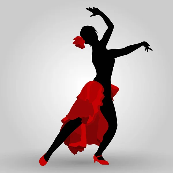 Silueta de una bailarina de flamenco — Vector de stock