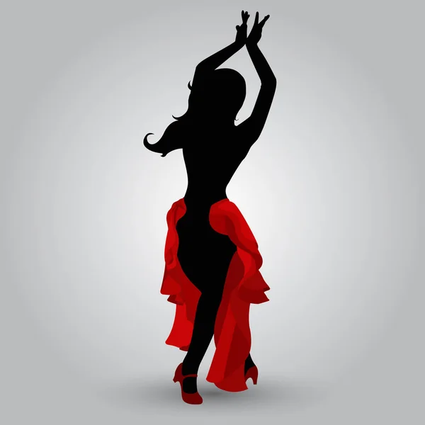 Silhuetten av en dansande flamencodansare — Stock vektor