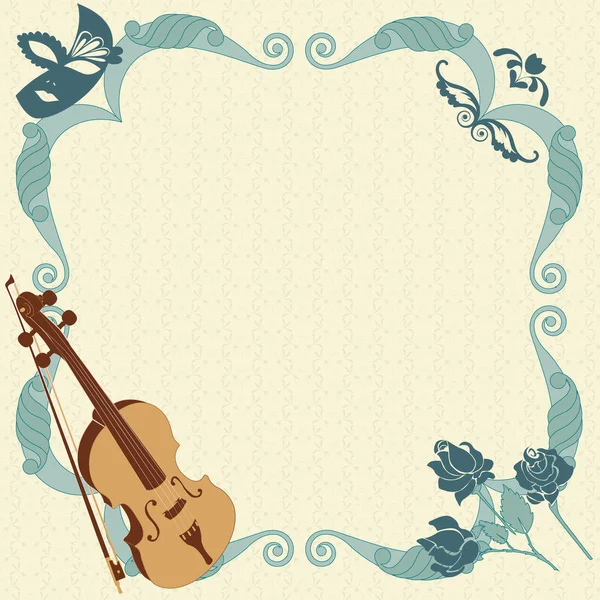 Frame with violin and flowers — Stock Vector