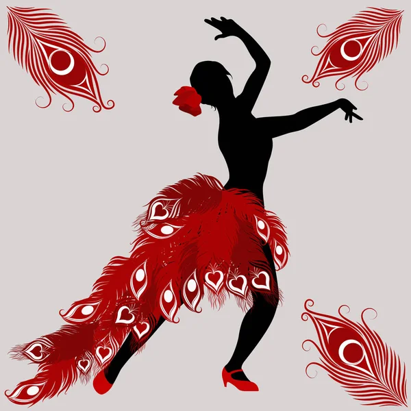 Silueta de una bailarina de flamenco — Vector de stock