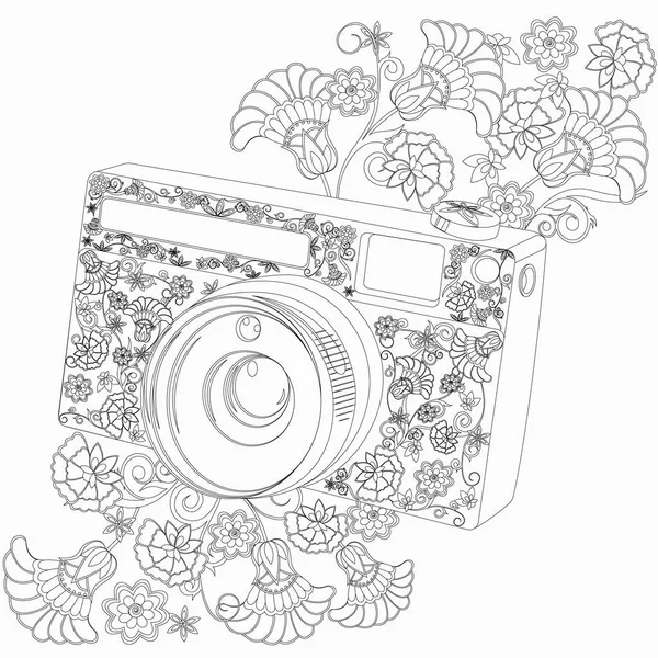 Cámara Con Patrones Flores — Archivo Imágenes Vectoriales