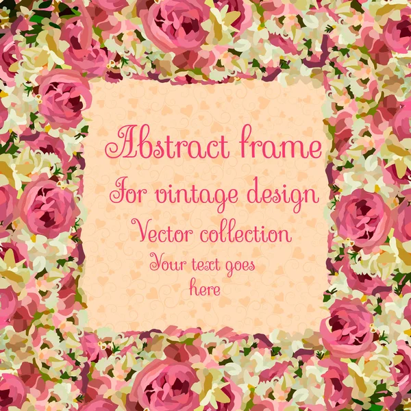 Decoratief Frame Met Bloemen Rozen — Stockvector
