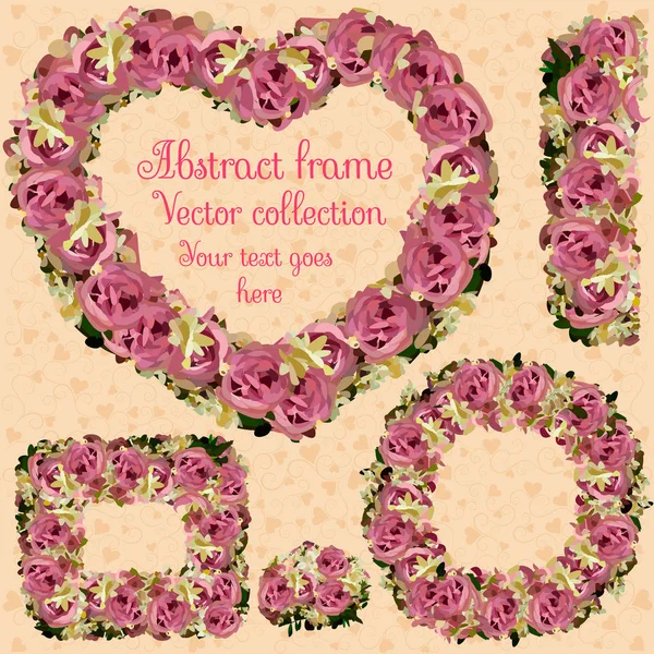 Marco Decorativo Con Flores Rosas — Vector de stock