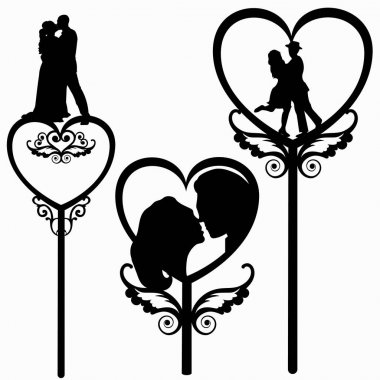 Erkek ve kadın siluetleri ile toppers