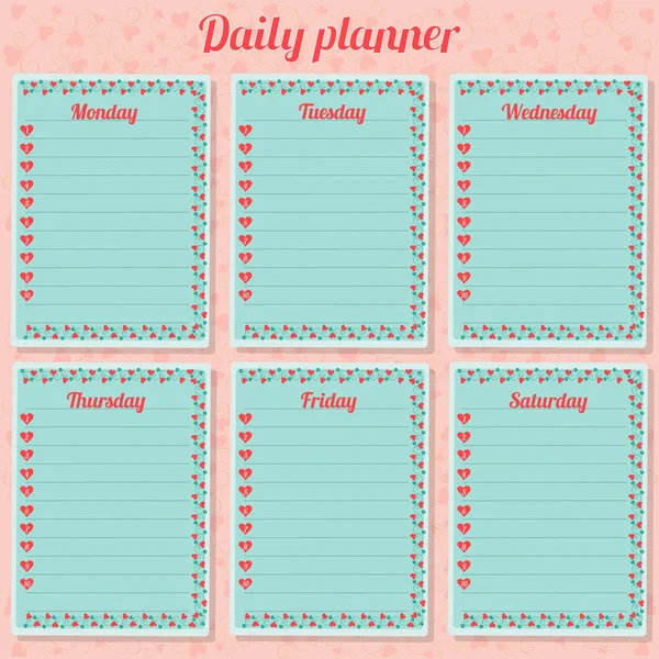 Diary Template Days Week — Stock Vector