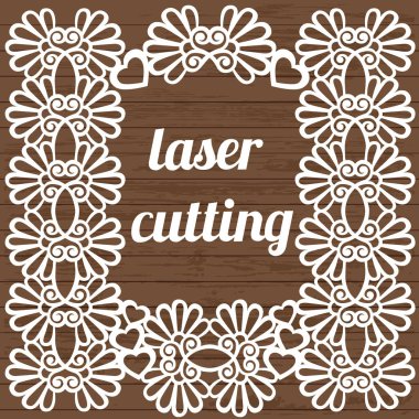 Lazer kesimi için çiçeklerle dekoratif çerçeve.