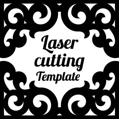 Lazer kesimi için çiçeklerle dekoratif çerçeve.