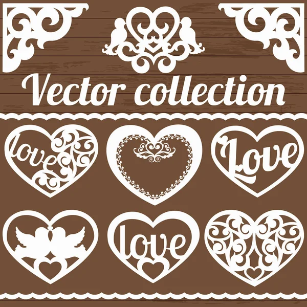 Conjunto Patrones Forma Corazón Para Cortar — Vector de stock