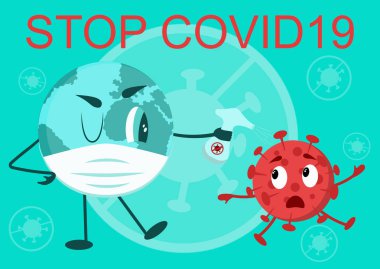 Coronavirus bakterisiyle illüstrasyon ve 