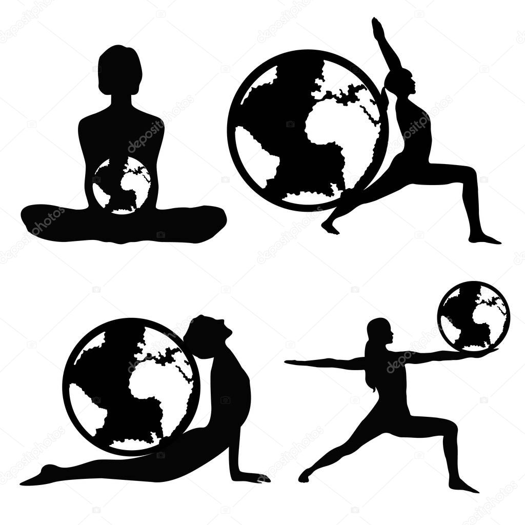 Silhouette of a woman doing yoga