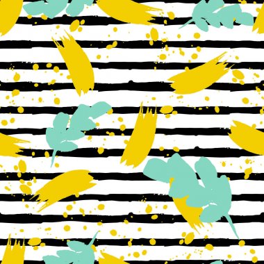 Desen fırça darbeleriyle ve çiçek öğeleri