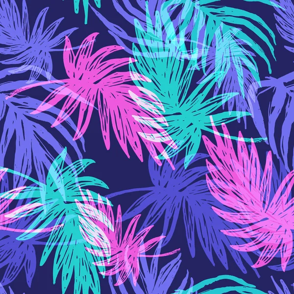 Modello di foglie di palma tropicale — Vettoriale Stock