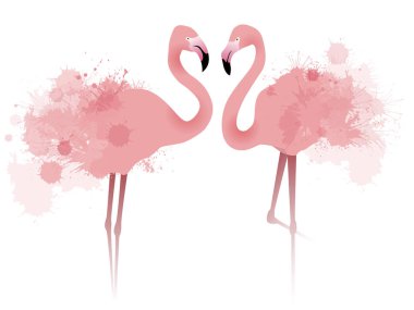 couple pink flamingos clipart