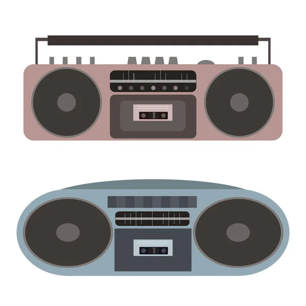 Ensemble d'enregistreurs à cassette plate — Image vectorielle