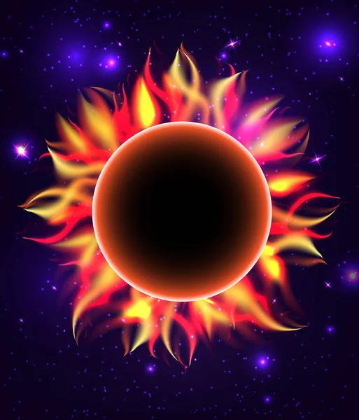 Cadre rond ardent avec étoiles — Image vectorielle