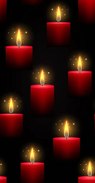 Velas rojas ardientes y chispas . — Vector de stock