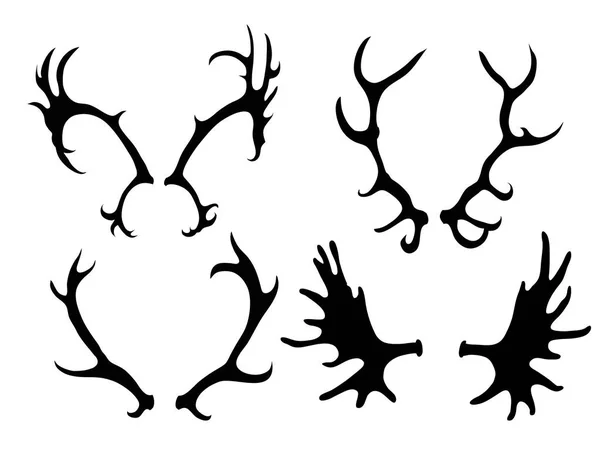 Silhouettes of deer and elk horns. — Stock Vector
