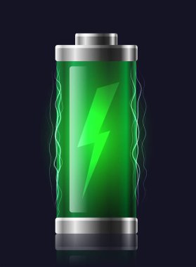 Illustration transparent charged battery