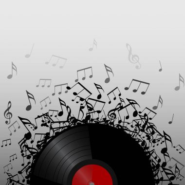 Vinil kaydı ile müzik notlar 