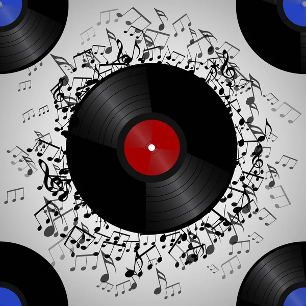 Vinyl record and music notes. — Stock Vector