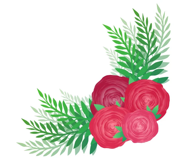 Blume eckiges Muster mit Rosen — Stockvektor