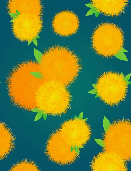 Seamless texture with yellow dandelions — Stock Vector